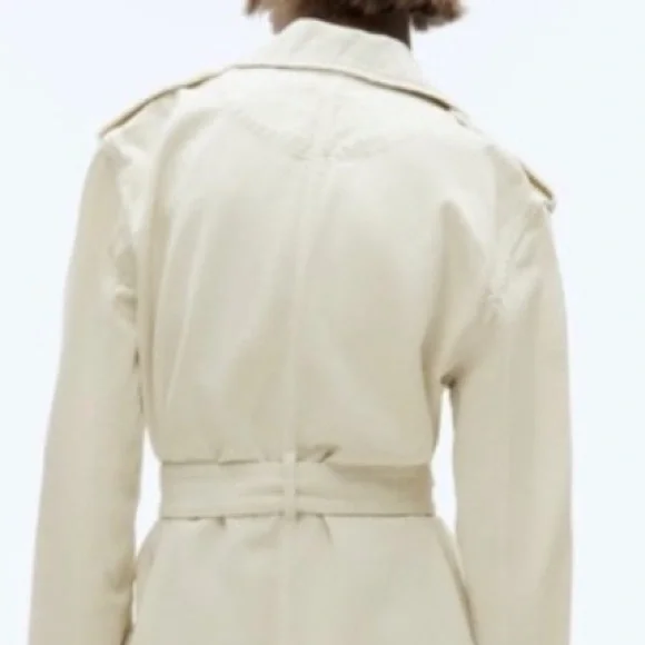 ZARA BELTED COTTON TOPCOAT TRENCH COAT - Picture 11 of 15